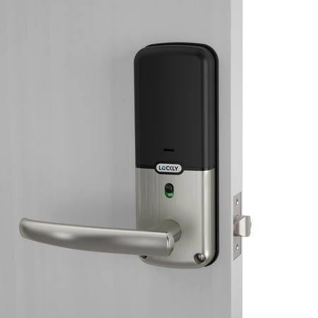 Lockly - Secure Plus Smart Lock Bluetooth Replacement Latch with Touchscreen/Fingerprint Sensor/Key Access/Auto Lock - Satin Nickel