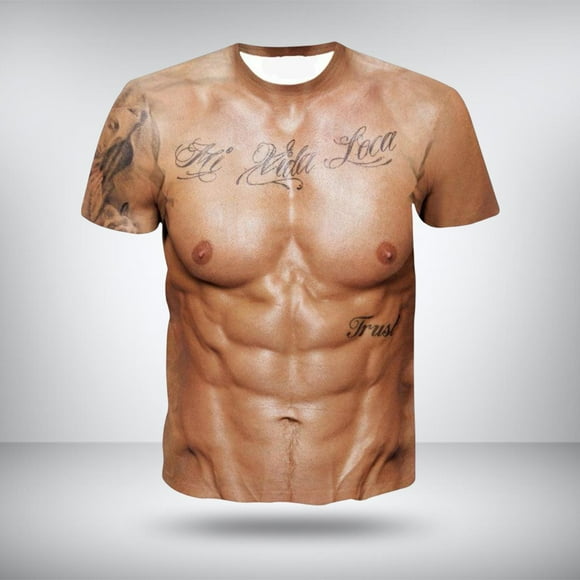 Camiseta divertida estampado de músculos en 3D Macarena SG S 3D