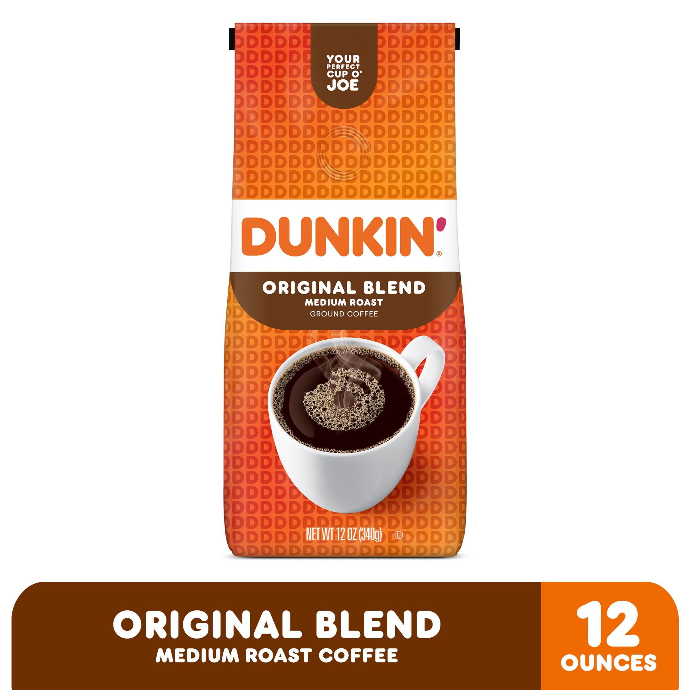 (6 pack) Dunkin’ Original Blend Medium Roast Ground Coffee, 12 oz Bag