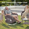 thumbnail image 3 of Unnifurnzi Outdoor Swivel Glider Patio Chairs-High Back Swivel Patio Chairs Set of 2 with Outdoor Side Tables All Weather Wicker Patio Furniture Set for Deck Porch Poolside Balcony-Brown/Gray, 3 of 7