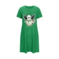 thumbnail image 3 of Fartey Womens Plus Size Halloween Nightgowns Loose Casual Short Sleeve Crew Neck Nightshirts Funny Graphic Nightdress Soft Comfy Daily Loungewear Green 3XL, 3 of 5
