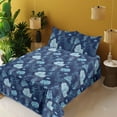 thumbnail image 2 of Ambesonne Nautical Fitted & Flat Sheet with Sham 3 Pcs Set, Cartoon Coral Seaweed Art, Twin, Dark Lavender and Sea Blue, 2 of 5