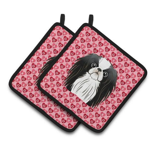 Caroline's Treasures Japanese Chin Hearts Pair of Pot Holders