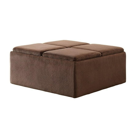 Homelegance Set Ottoman (homelegance 468cp textured plush microfiber storage ottoman with 4-flip top tray inserts and casters, dark)