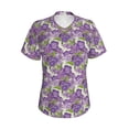 thumbnail image 2 of Uemuo Violets Flowers Printed Women's Classic V-Neck T-Shirt - Soft, Breathable, Moisture-Wicking, Perfect for Casual, Office, Travel, and Everyday Wear-X-Large, 2 of 5