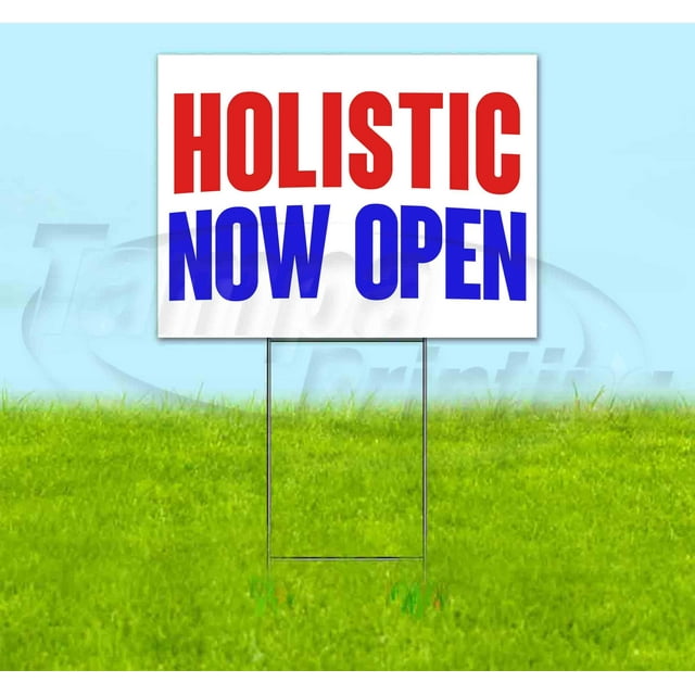 Holistic Maintenant Ouvert (18 Pouces x 24 Pouces) Panneau de Jardin, Rabais de Quantité, Multi-Packs, Inclut Piquet en Métal, Bandit, Nouveau, Publicité, USA