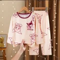 thumbnail image 1 of Conjunto de pijama con estampado de Sanrios Kuromi Hellokittys para niños y niñas, ropa Kawaii de manga larga con cuello redondo para el hogar, bonito camisón para niños, 1 of 5