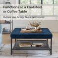 thumbnail image 2 of BARNUT Coffee Tables, Modern Upholstered Tufted Center Table with Metal Shelf, Square Coffee Tables for Living Room, Performance Fabric in Navy, 2 of 5