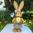 thumbnail image 4 of 14-Inch Outdoor Easter Bunny Decor, 35cm Tall Faux Rush Rabbit Statue, Weather-Resistant for Garden, Patio & Spring Landscape Display F, 4 of 4