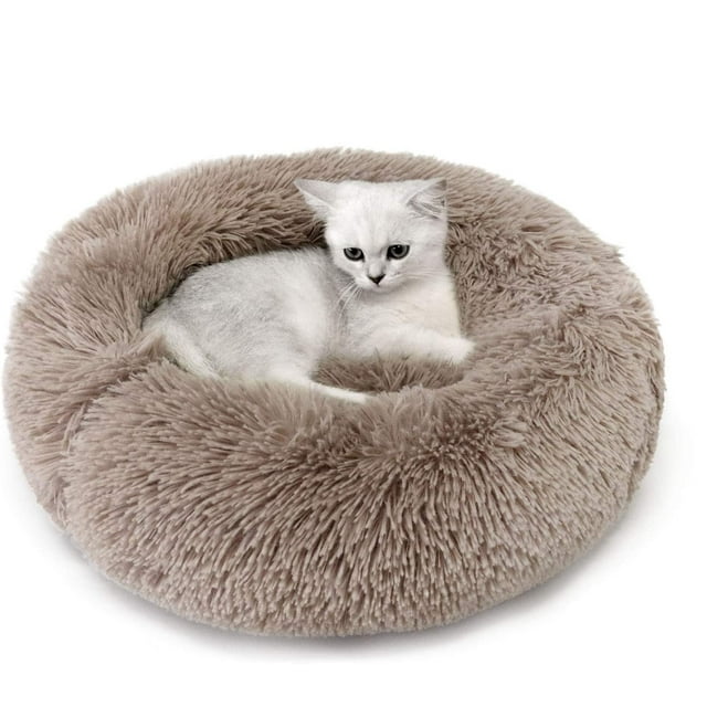 Lit pour Chat, Lit Rond en Peluche Douce pour Chat / Petit Lit pour Chien / Lit pour Animal de Compagnie / Lit pour Chats Marron