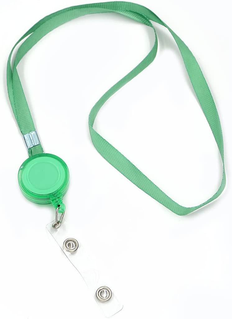 Angelakerry 20pcs Green Retractable Pull Chain Reel ID Card Badge