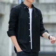 thumbnail image 4 of Camisa informal de manga larga para hombre, estilo informal, a cuadros finos, para primavera y verano, estilo coreano, para trabajo y negocios, 4 of 4