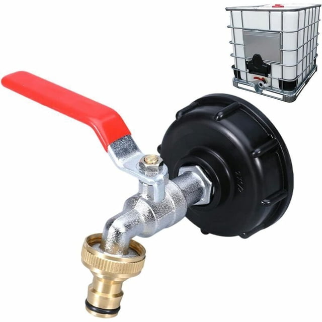 1000L IBC Tank Tap with Hose Adapter, S60X6 Connection, Compatible with Standard IBC Containers
