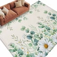 thumbnail image 2 of Area Rug for Living Room, Green Eucalyptus Leaves Non-Slip Indoor Large Carpet for Bedroom/Dining Room, Daisy Summer Botanical Watercolor Washable Low-Profile Rectangle Floor Runner Rugs - 5 x 8 Ft, 2 of 7