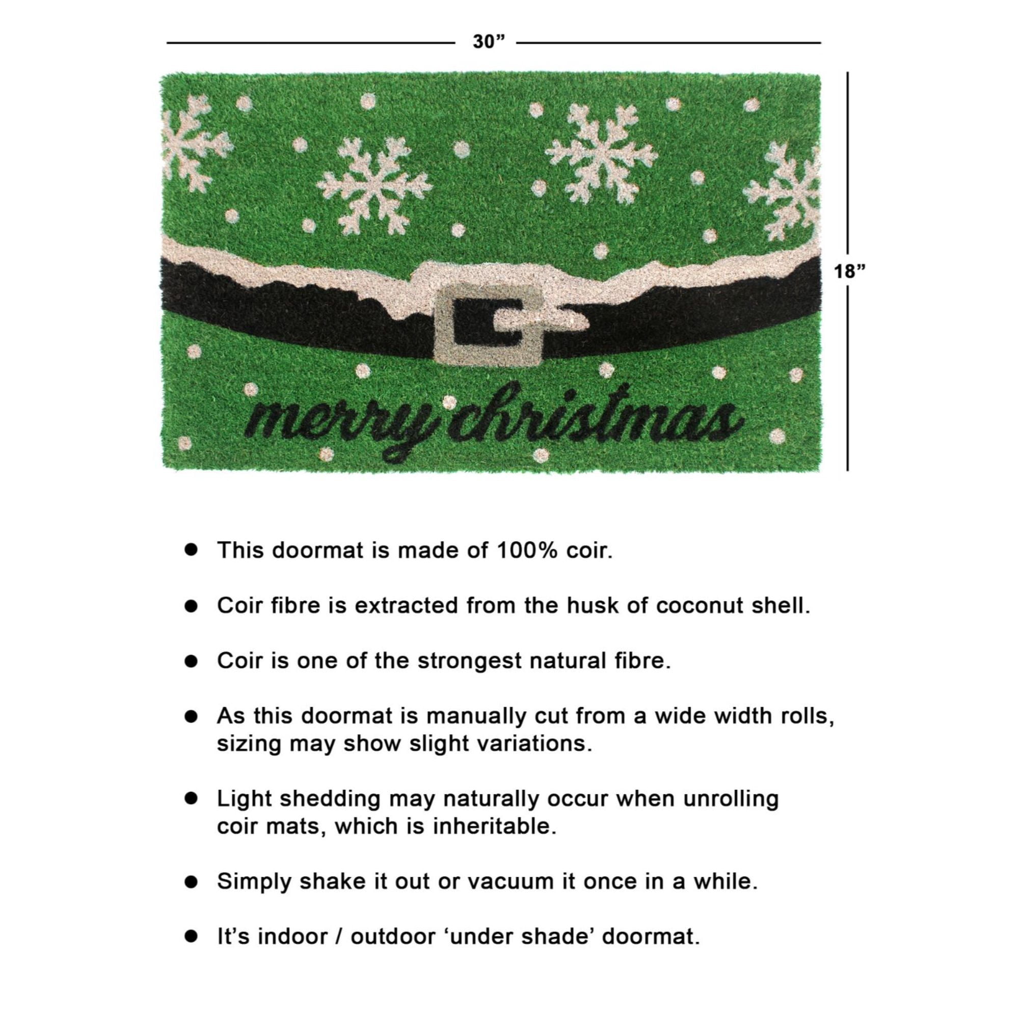 Rugsmith Green Machine Tufted Holiday Merry Christmas Snow Flakes Doormat, 18" x 30"