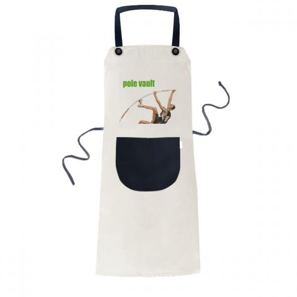 Pole Vault Field Events Art Deco Fashion Apron Adjustable Bib Cotton Linen BBQ Kitchen Pocket Pinafore
