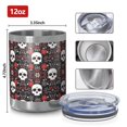 thumbnail image 3 of 12oz Tumblers Black Floral Skull Pattern Vacuum Insulated Stainless Steel Travel Tumbler Cups Mug with Lid and Straw for Beer,Coffee,Beverages with Cleaning Brush for Cold & Hot Drinks, 3 of 5