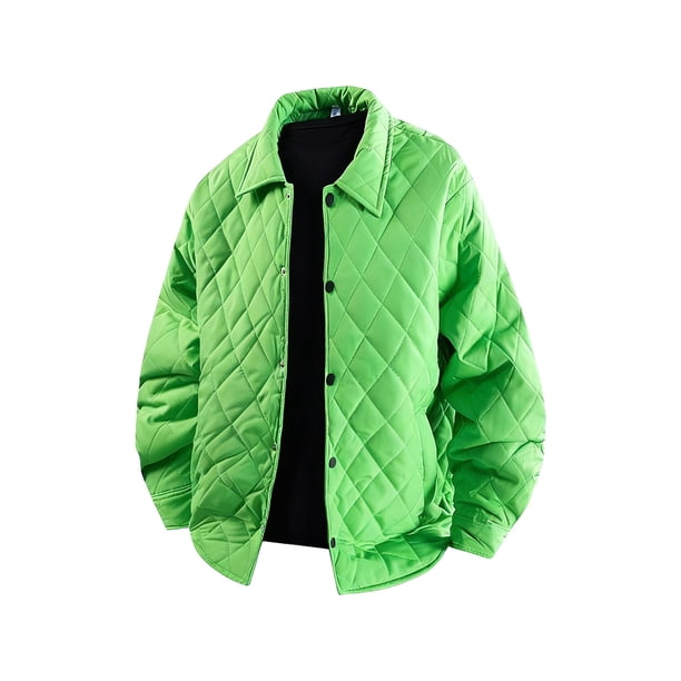 Ceisia Men's Oversize Diamond-Quilted Turn-Down Collar Jacket