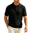 thumbnail image 6 of Abomasnow Men's Golf Shirts Quarter Button Short Sleeve Collared Cable Knit Shirts Work Office Business Casual Ribbed Hem T-Shirts, 6 of 6