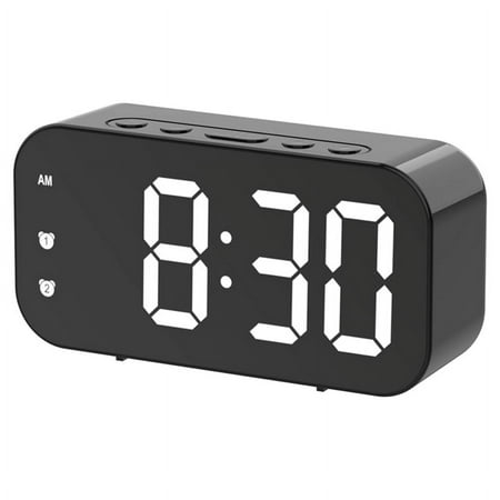 Qtmnekly Alarm Clock, Digital Alarm Clock, Dimmable for the Bedroom, Plug-in Alarm Clock Black