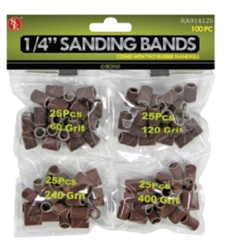 102 Piece Sanding Sander Bands Drums 1/4" Round Mixed Grits for Dremel Rotary Tools