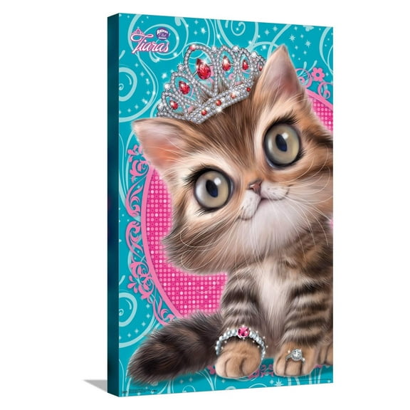 Animal Club - Kitten in a Tiara Canvas Wall Poster, 14.725" x 22.375"