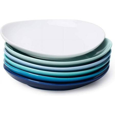 

Porcelain Dessert Board - 7.8-inch Salad Board Small Appetizer 6-Dishwasher Microwave Oven Safe- Azure Dreamscape