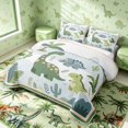 thumbnail image 3 of Manfei Cute Dino Animals Twin Quilt Set,Kawaii Mountain Palm Tree Twin Coverlet Set,Gray Green,2pcs,1 Bedspread and 1 Pillowcase, 3 of 7