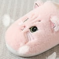 thumbnail image 2 of Aayomet Women Slippers Cotton Slippers Couple Cat Cartoon Cute Plush Slippers Home Warm Slippers Winter (Pink, 8.5), 2 of 5