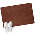 thumbnail image 2 of Dark Brown 2x3 Door Mat Rug, Farmhouse Burlap Solid Brown Color Modern Linen Texture Non-Skid Rubber Backing Large Rectangle Rugs - Living Room Bedroom Home Office, Indoor Floor Carpets Washable Rug, 2 of 9