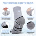 thumbnail image 4 of AMITOFO Bamboo Viscose Diabetic Socks for Men—Striped Non Binding Moisture Wicking Ankle Socks, Wide Open Top& Seamless Toe, 5 Pairs, 4 of 6