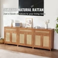 thumbnail image 2 of Rattan Cabinet 6 Door 3 Drawer Natural Storage - Adjustable Shelves Set of 3, Vintage Buffet Sideboard, 2 of 7