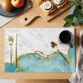 thumbnail image 2 of Turquoise Gold Marble Placemats Set of 8, Modern Abstract Marble Crack Texture Placemats for Dining Table, Place Mats for Kitchen Tabletop, Waterproof Wipeable Dining Table Mats Set, 2 of 9