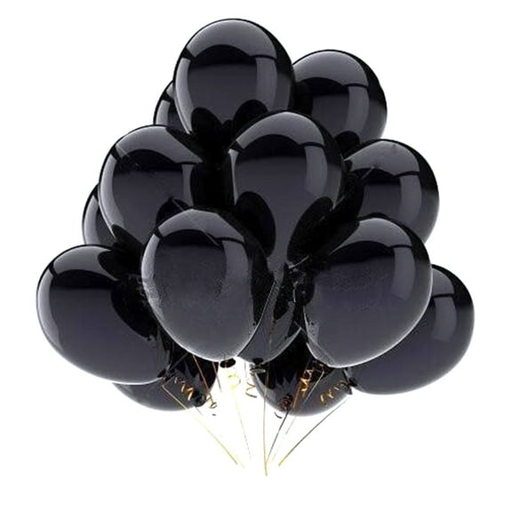 unbranded 12 Pcs 12 Inch Balloons Set Thicken Balloons Latex Balloons Wedding Birthday Party Favors with 10M Ribbon (Black)