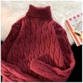 thumbnail image 1 of Autumn Winter Men's Thick Sweater Thick Solid Color Turtleneck Collar Long Sleeve Warm Basic Classical Knit Sweater, 1 of 5