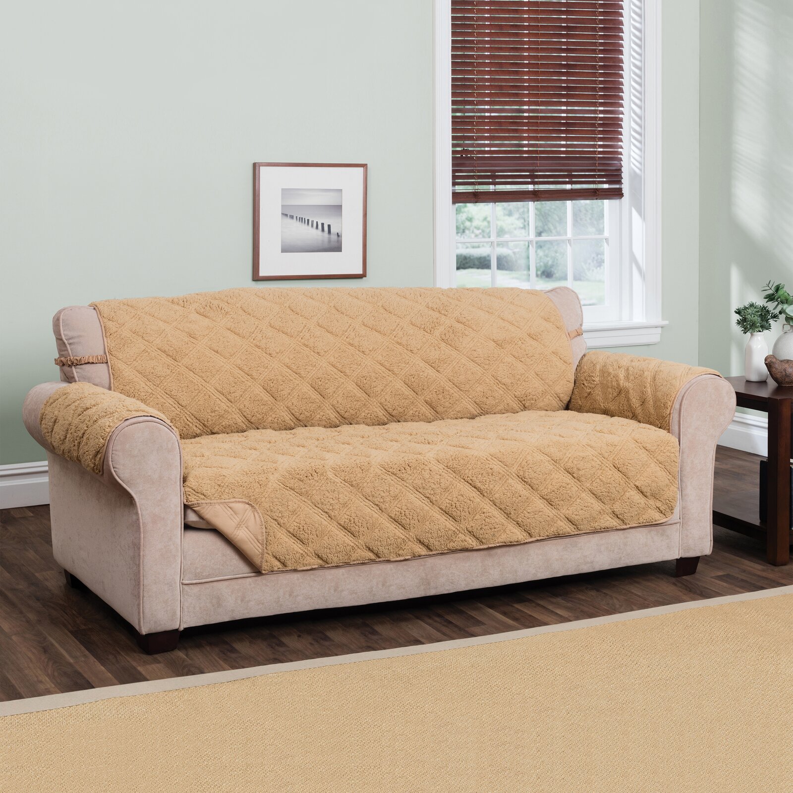 Sherpa Waterproof Sofa Slipcover, Reversible. Two looks in one., Furniture Type Sofa