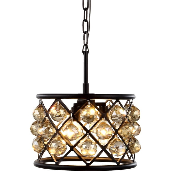 Pendant MADISON 3-Light Mocha Brown Golden Teak Smoky Crystal Gold Polis EL-3465