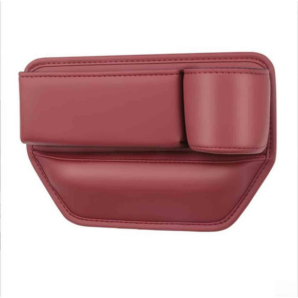 XEOVHV Sac de Rangement en Cuir pour Porte-Gobelet de Voiture, Boîte de Rangement pour Espace de Siège, Remplisseur d'Espace de Voiture Réglable, Sac de Rangement en Cuir avec Porte-Gobelet pour Téléphones Lunettes Clés Cartes (Rouge, Siège Passager)