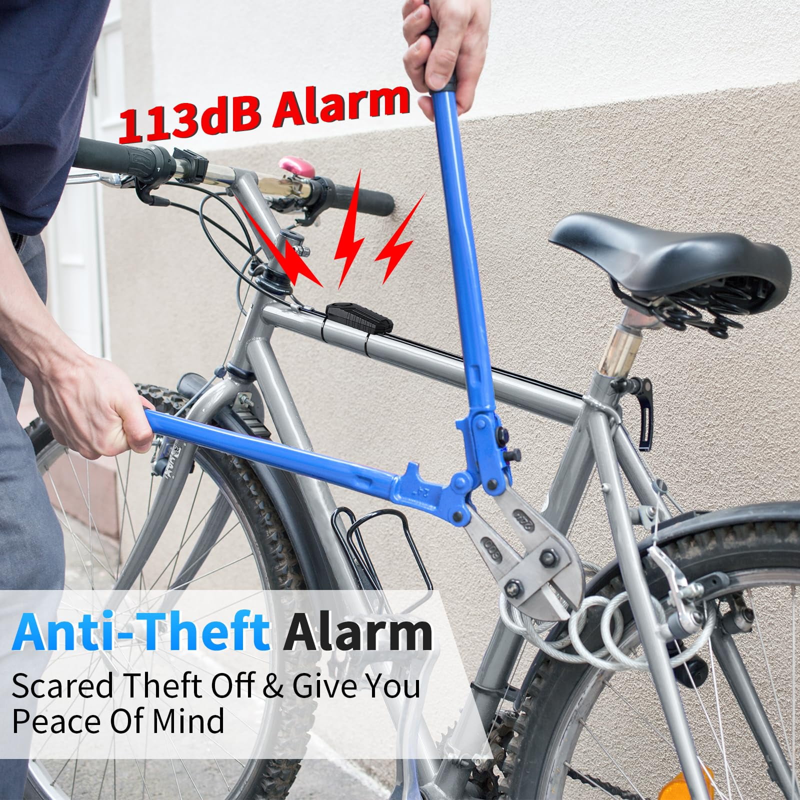 WSDCAM 113dB Loud Anti Theft Vibration Sensor Alarm Systems Waterproof Home Security Bike Accessories Bike Alarm with Remote for Electric Bike Motorcycle Trailer Mailbox Garage Door
