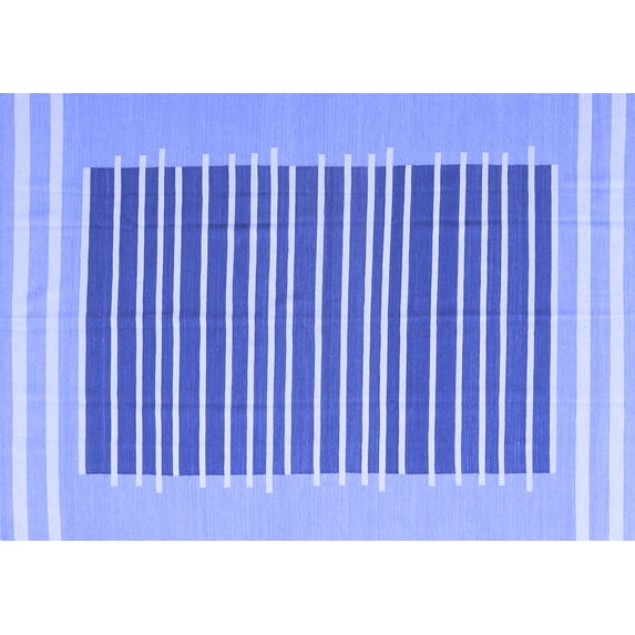 Ahgly Company Indoor Rectangle Abstract Blue Contemporary Area Rugs, 2' x 5'