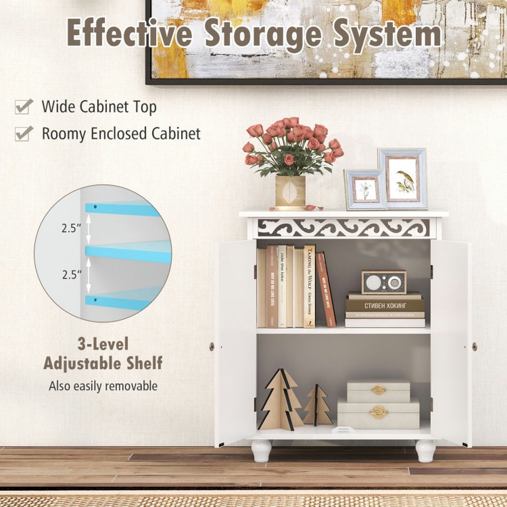 Finihen Bathroom Storage Cabinet, Floor Cabinet, Freestanding Bathroom Cabinet Floor Storage Organizer with Adjustable Shelf and Solid Wood Legs, for Bathroom, Living Room, Bedroom, White Finihen Bathroom Storage Cabinet, Floor Cabinet, Freestanding Bathroom Cabinet Floor Storage Organizer with Adjustable Shelf and Solid Wood Legs, for Bathroom, Living Room, Bedroom, White