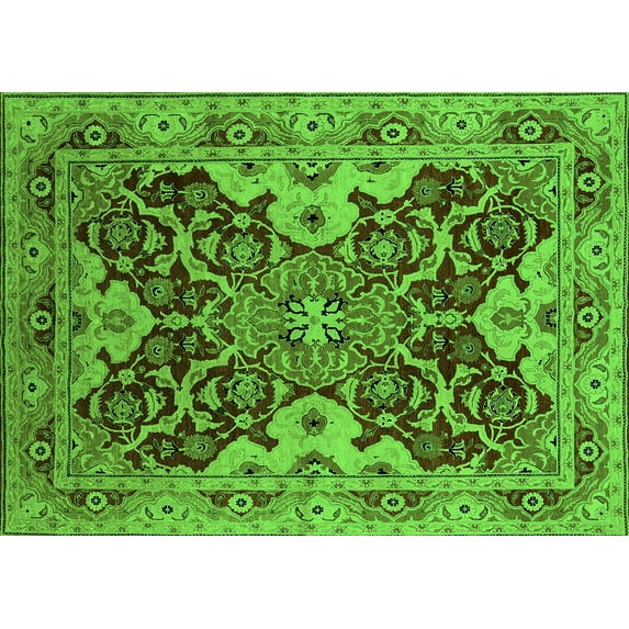 Ahgly Company Indoor Rectangle Oriental Green Industrial Area Rugs, 4' x 6'