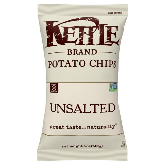 (15 Pack)Kettle Brand Potato Chips, Unsalted Kettle Chips, 5oz