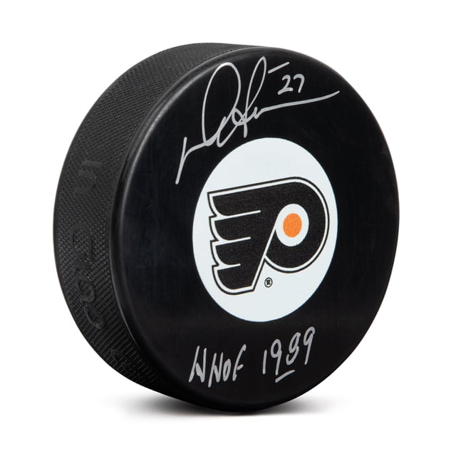 Darryl Sittler Autographed Philadelphia Flyers Hockey Puck with HOF Note