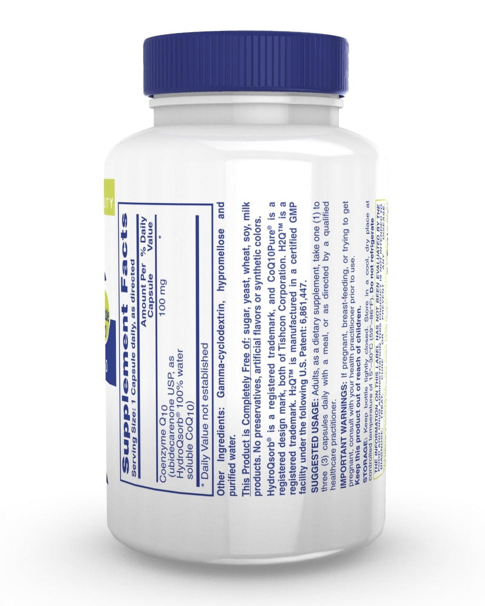 H2Q CoQ-10 (8x Absorption) 100mg (NON-GMO) 60 Vegecaps