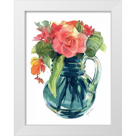 Paton Julie 15x18 White Modern Wood Framed Museum Art Print Titled - Bright Rose Bouquet I