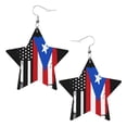 thumbnail image 6 of Leather Star Hook Earrings America Puerto-Rico Flag Print Earring Dangle Drop Earring For Women, 6 of 6