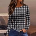 thumbnail image 2 of Valentine Day Shirts Womens Love Heart Print Long Sleeve Fashion Blouse Crew Neck Loose Cute Tunic Tops Cyan 2XL, 2 of 5