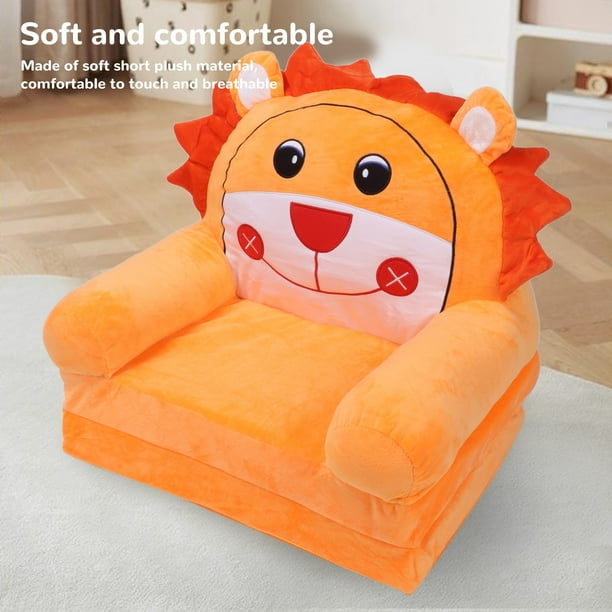 Kids Couch Fold Out Comfy Flip Open Kids Sofa Chair Convertible Sofa To Lounger Cartoon Animal Toddler Couch Bed With Wide Armrests And Removable