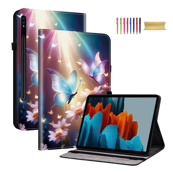 Allytechgroup for Galaxy Tab S11 11 Inch 2025 SM-X730 X736B, Stylish Pattern Cards Slots Stand Protective Shockproof Case with Elastic Band for Galaxy Tab S11 11 Inch, Butterfly Flower